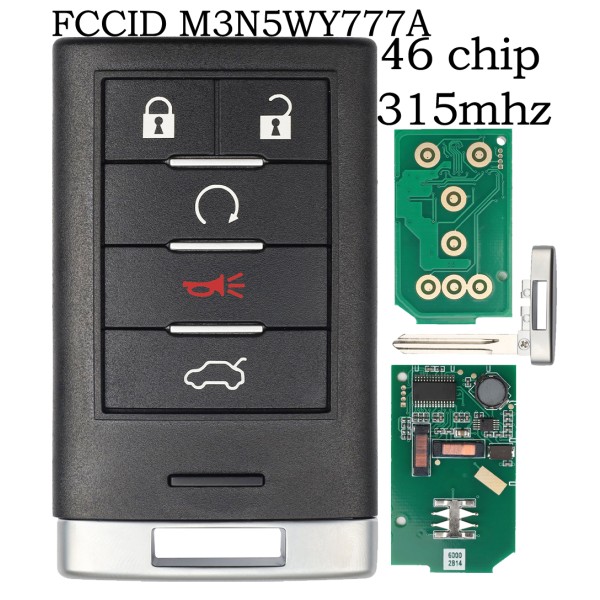 2008-2014 Cadillac CTS STS / 5-Button Smart Key / PN: 25943677 / M3N5WY7777A / (AFTERMARKET)
